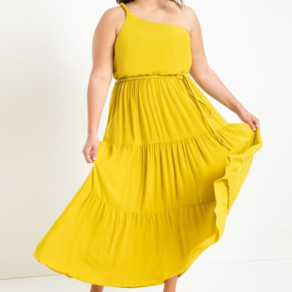 Eloquii Braided One Shoulder Belted Maxi Dress Size 16 (NWT)